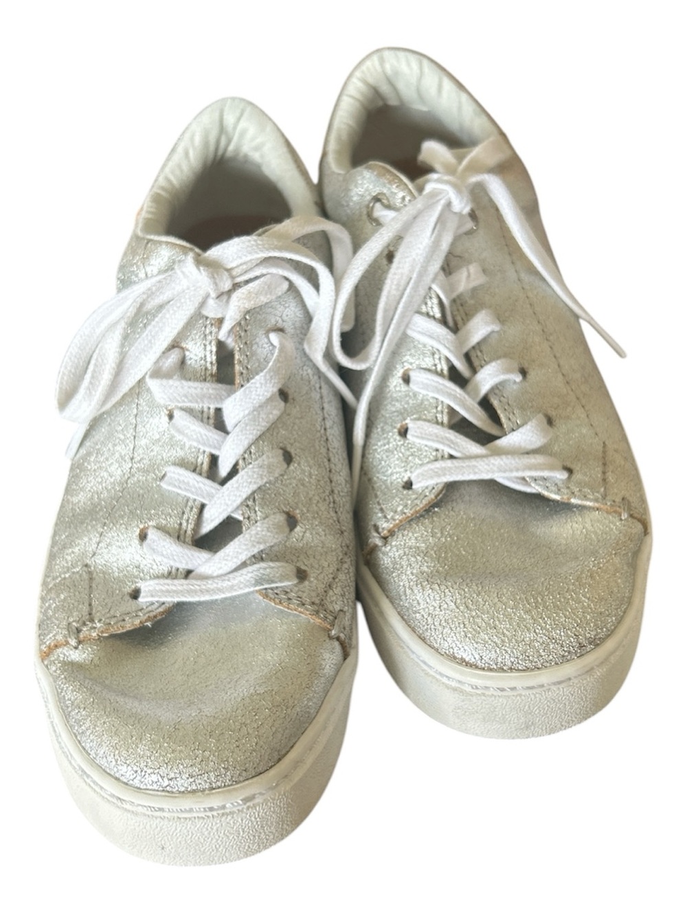 TOMS Women's Lenox Sneaker in Silver Metallic Leather